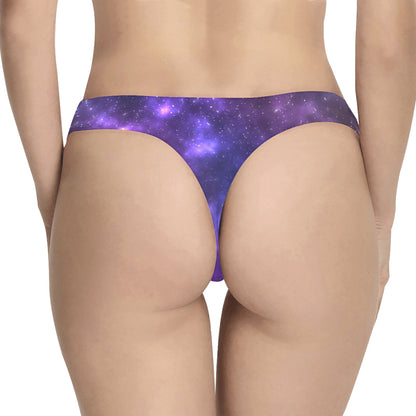 Celestial Purple Blue Galaxy Women's Thongs