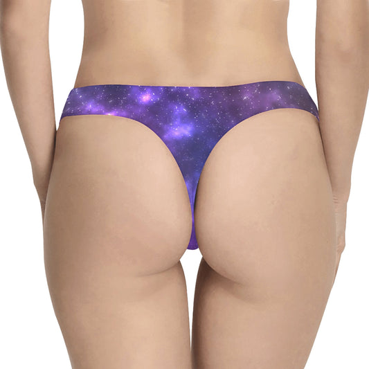 Celestial Purple Blue Galaxy Women's Thongs