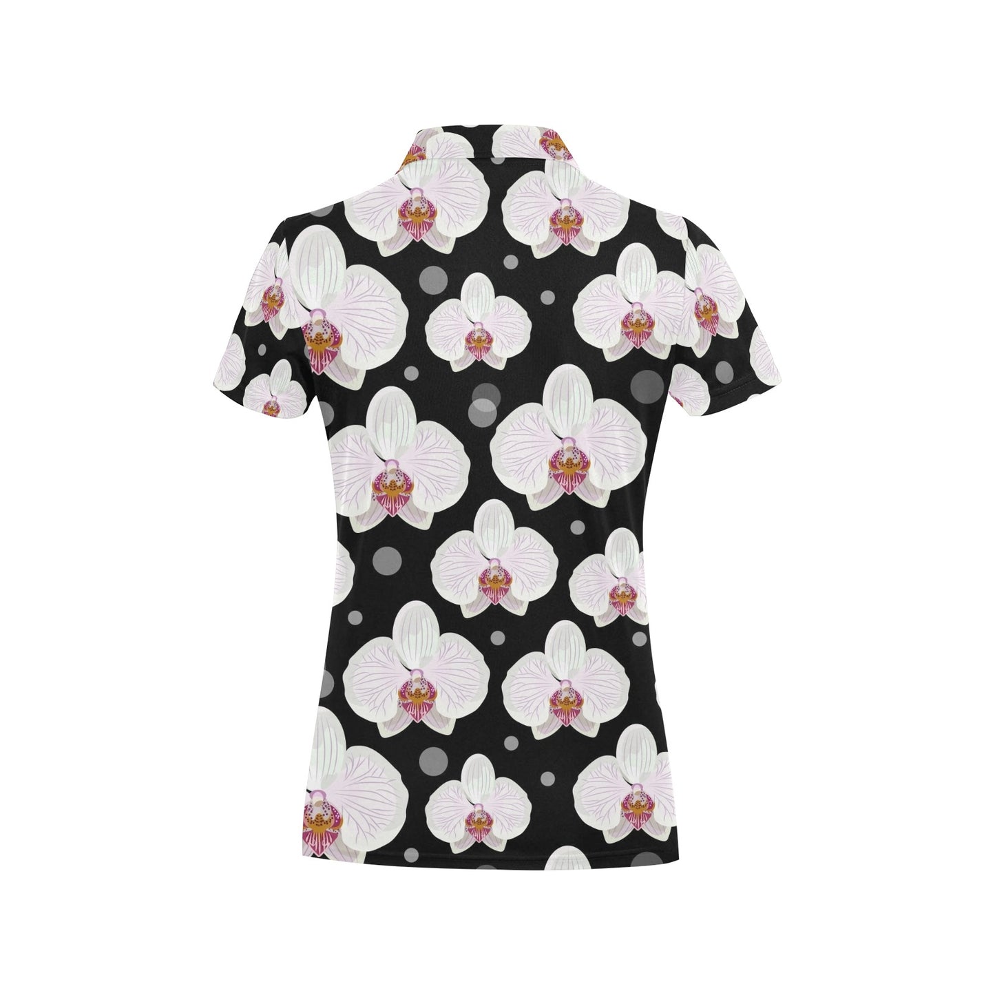 Orchid White Pattern Print Design OR09 Women's Polo Shirt