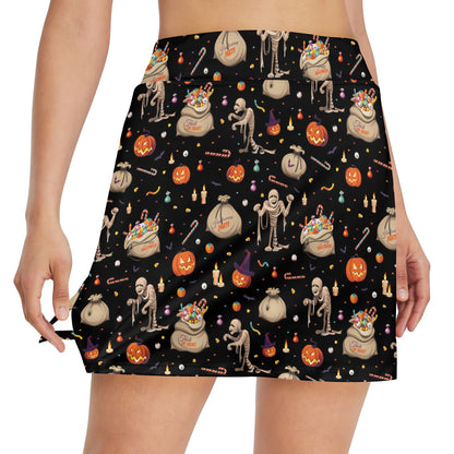 Mummy Halloween Print Design LKS303 17" Golf & Pickleball Skort with Pockets