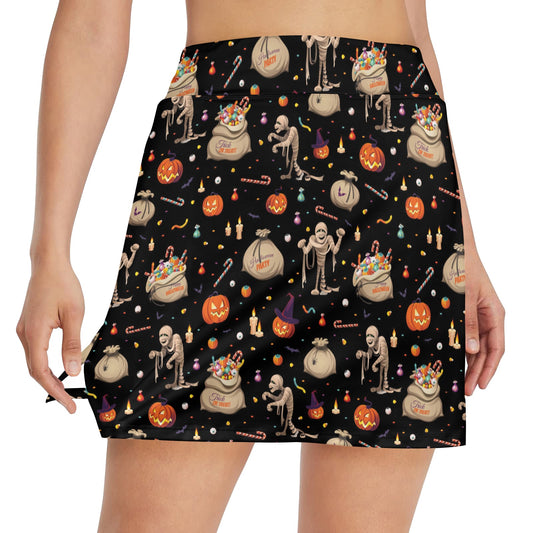 Mummy Halloween Print Design LKS303 17" Golf & Pickleball Skort with Pockets