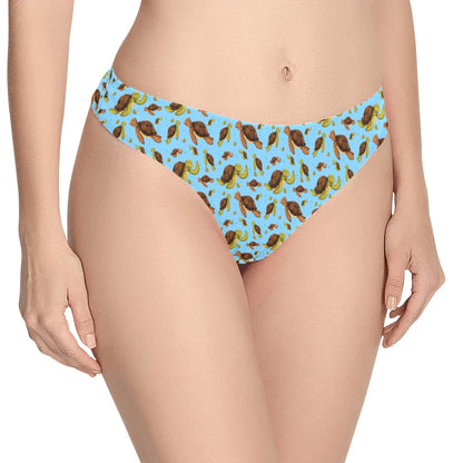 Hello Sea Turtle Print Pattern Women's Thongs