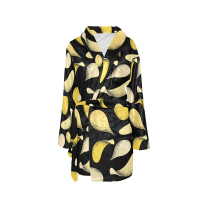 Potato Pattern Print Design A02 Women's Fleece Robe