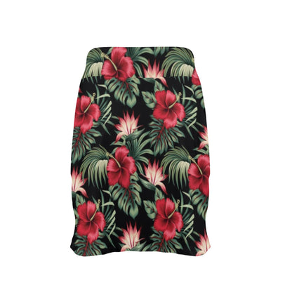 Flower Hawaiian Red Hibiscus Design Print 17" Golf & Pickleball Skort with Pockets