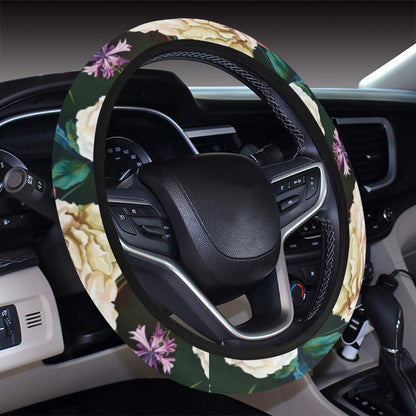 Summer Floral Print Design LKS303 Steering Wheel Cover with Elastic Edge