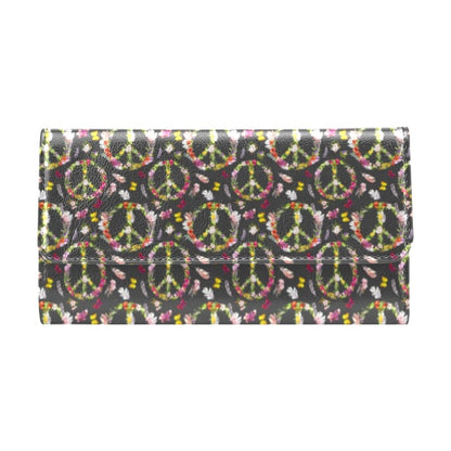 Peace Sign flowers Design Print Women's Trifold Wallet