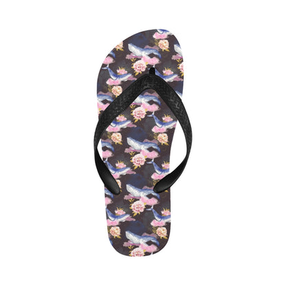 Blue Whale Print Design LKS401 Flip Flops