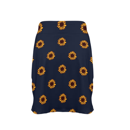 Sunflower Print Design LKS304 17" Golf & Pickleball Skort with Pockets