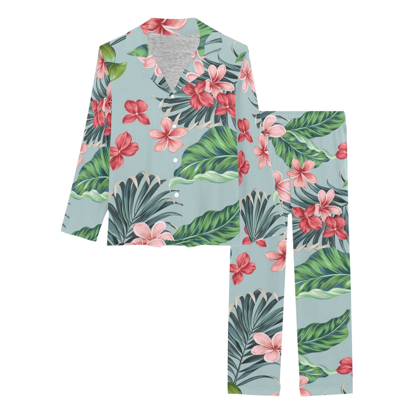 Plumeria Pattern Print Design PM027 Women's Long Pajama Set