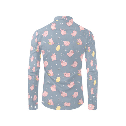 Pig Print Design LKS405 Men's Long Sleeve Dress Shirt