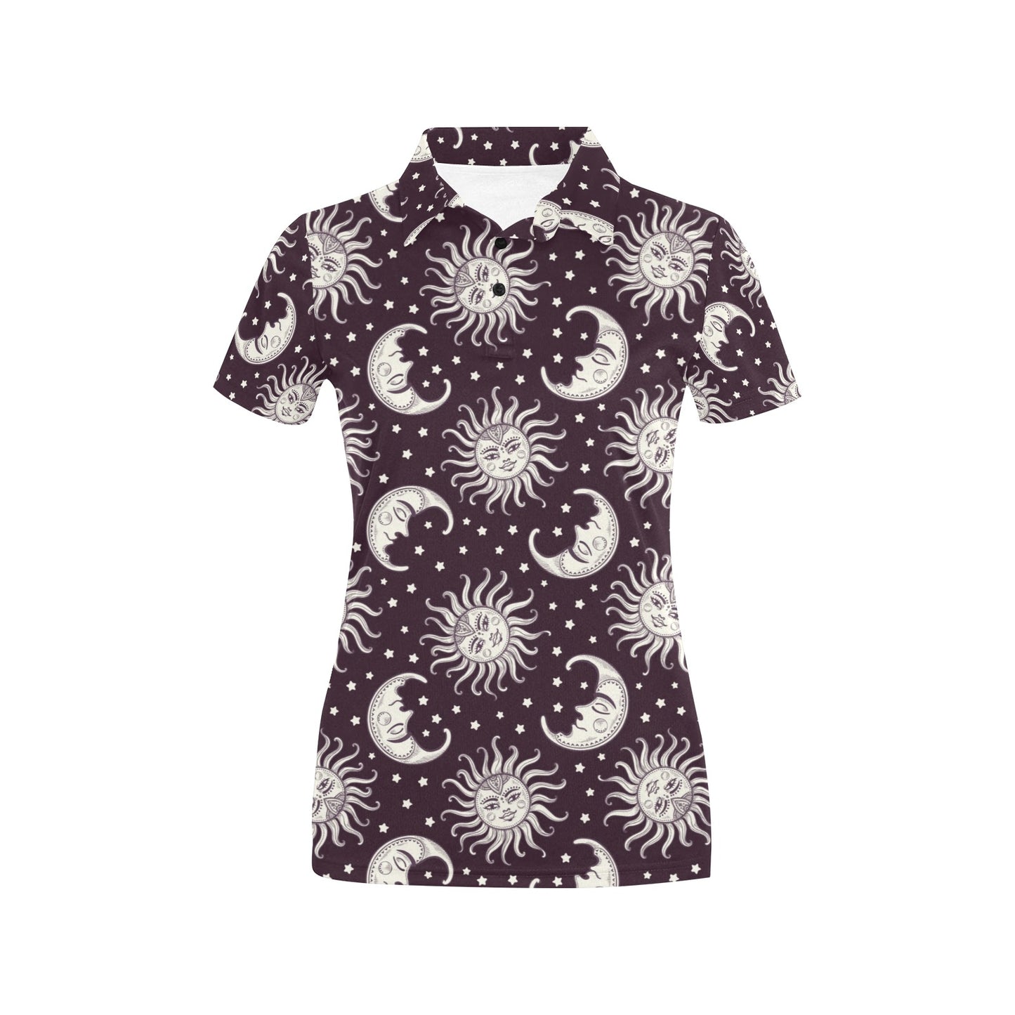 Sun Moon Face Women's Polo Shirt