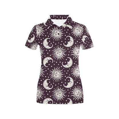 Sun Moon Face Women's Polo Shirt