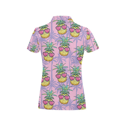 Pineapple Pattern Print Design PP06 Women's Polo Shirt
