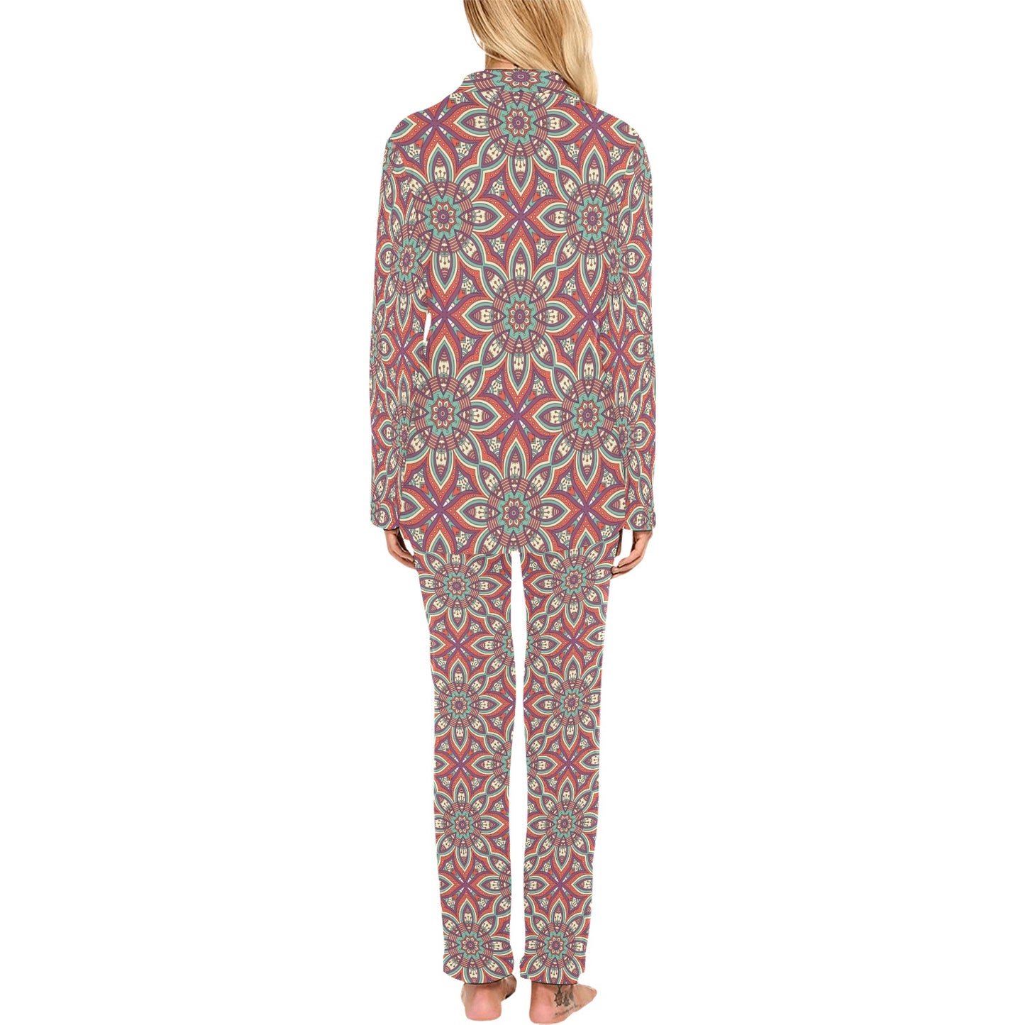Bohemian Pattern Print Design 03 Women's Long Pajama Set