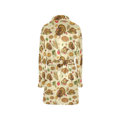 Turkey Pattern Print Design 02 Women's Fleece Robe