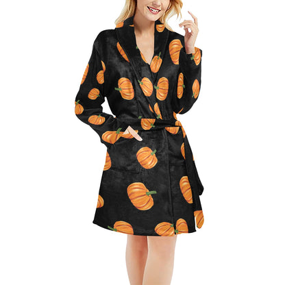 Pumpkin Pattern Print Design A05 Women's Fleece Robe