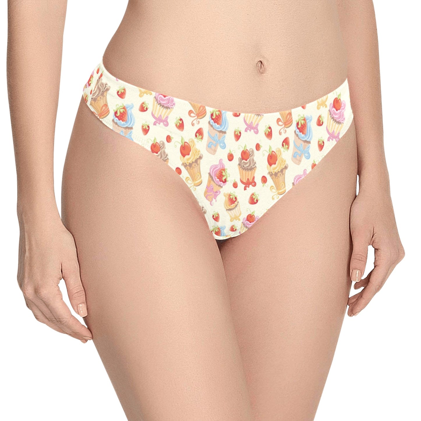 Cupcakes Strawberry Cherry Print Women's Thongs