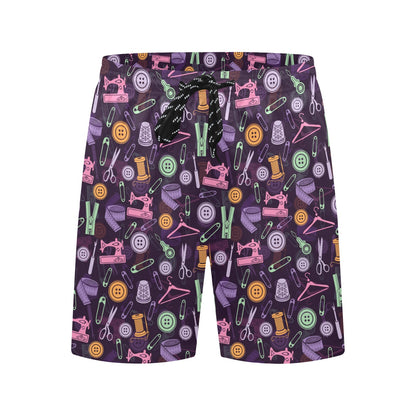 Sewing Equipment Print Design LKS306 Men's Swim Trunks Beach Shorts
