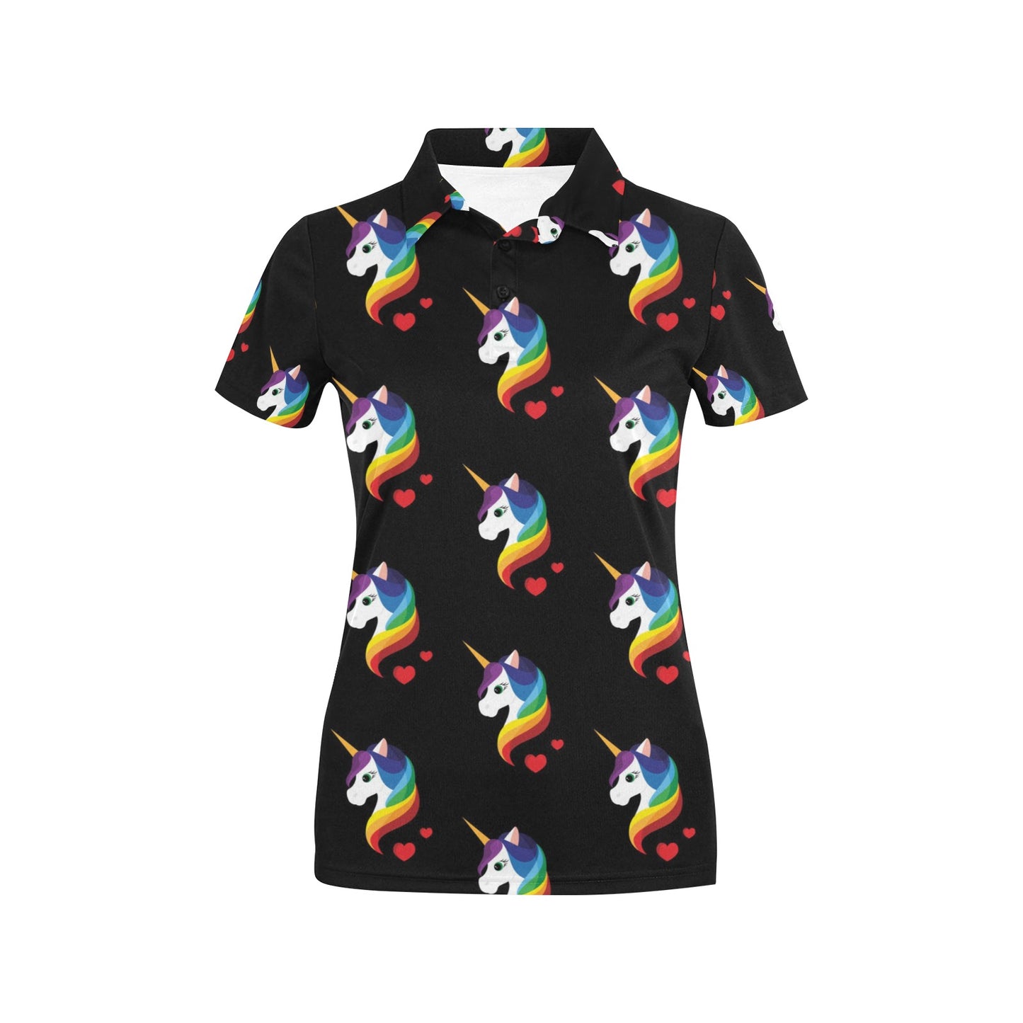 Rainbow Unicorn Pattern Print Design A03 Women's Polo Shirt