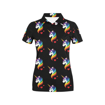 Rainbow Unicorn Pattern Print Design A03 Women's Polo Shirt