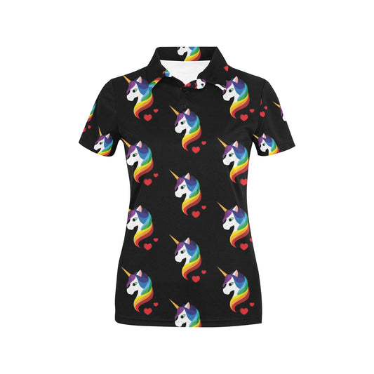 Rainbow Unicorn Pattern Print Design A03 Women's Polo Shirt