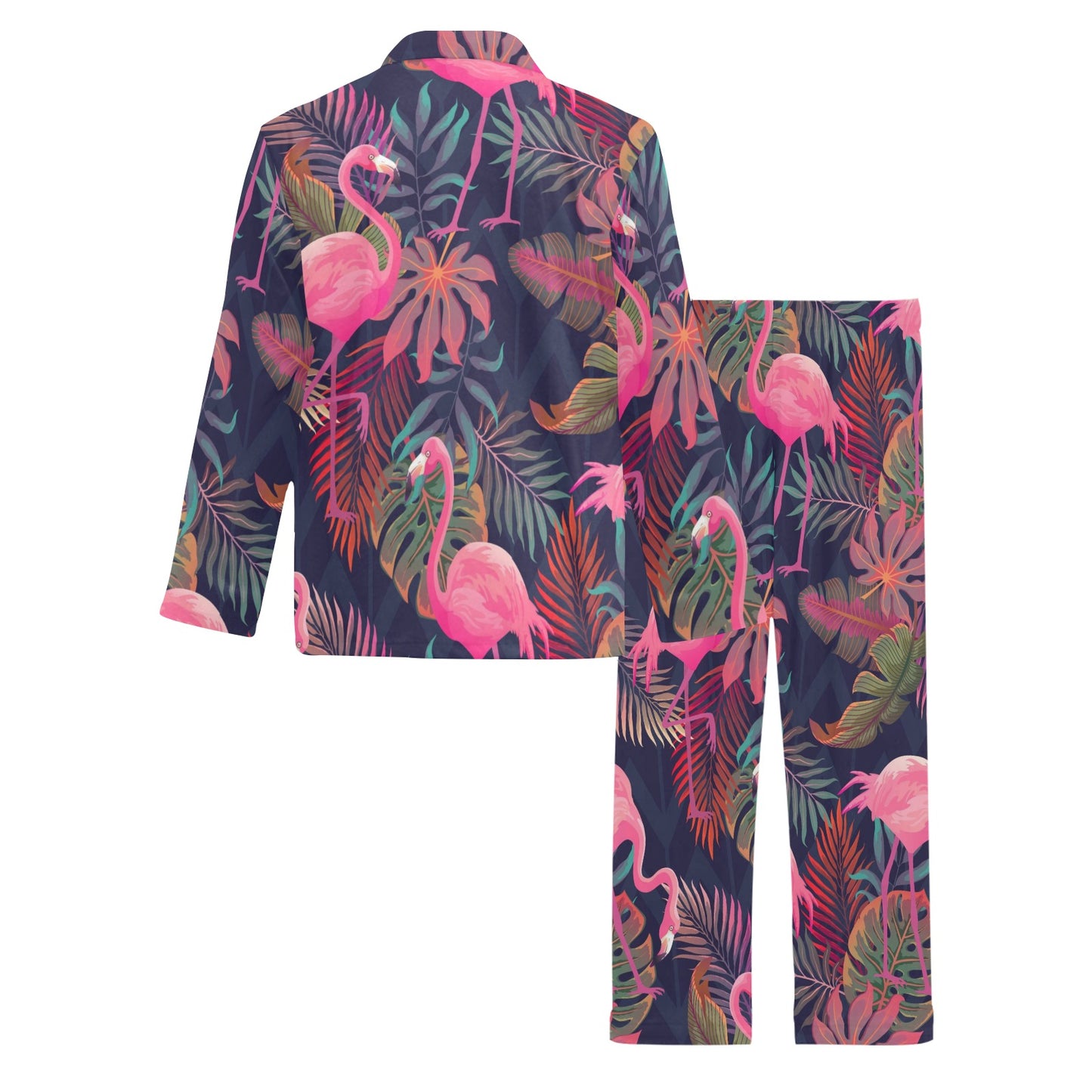 Flamingo Tropical Pattern Men's Long Pajama Set