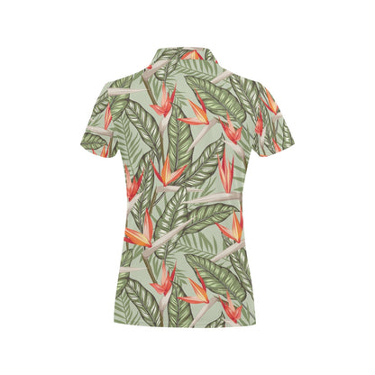 Bird Of Paradise Pattern Print Design BOP08 Women's Polo Shirt
