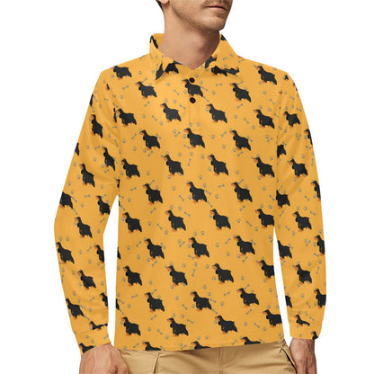 Cocker Pattern Print Design 01 Long Sleeve Polo Shirt For Men's