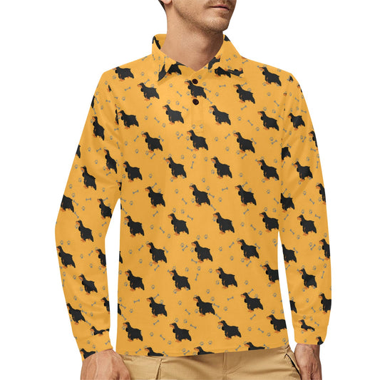Cocker Pattern Print Design 01 Long Sleeve Polo Shirt For Men's