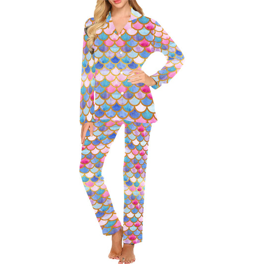 Scales Print Design LKS401 Women's Long Pajama Set