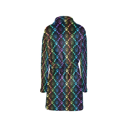 Paw Rainbow Print Women's Fleece Robe