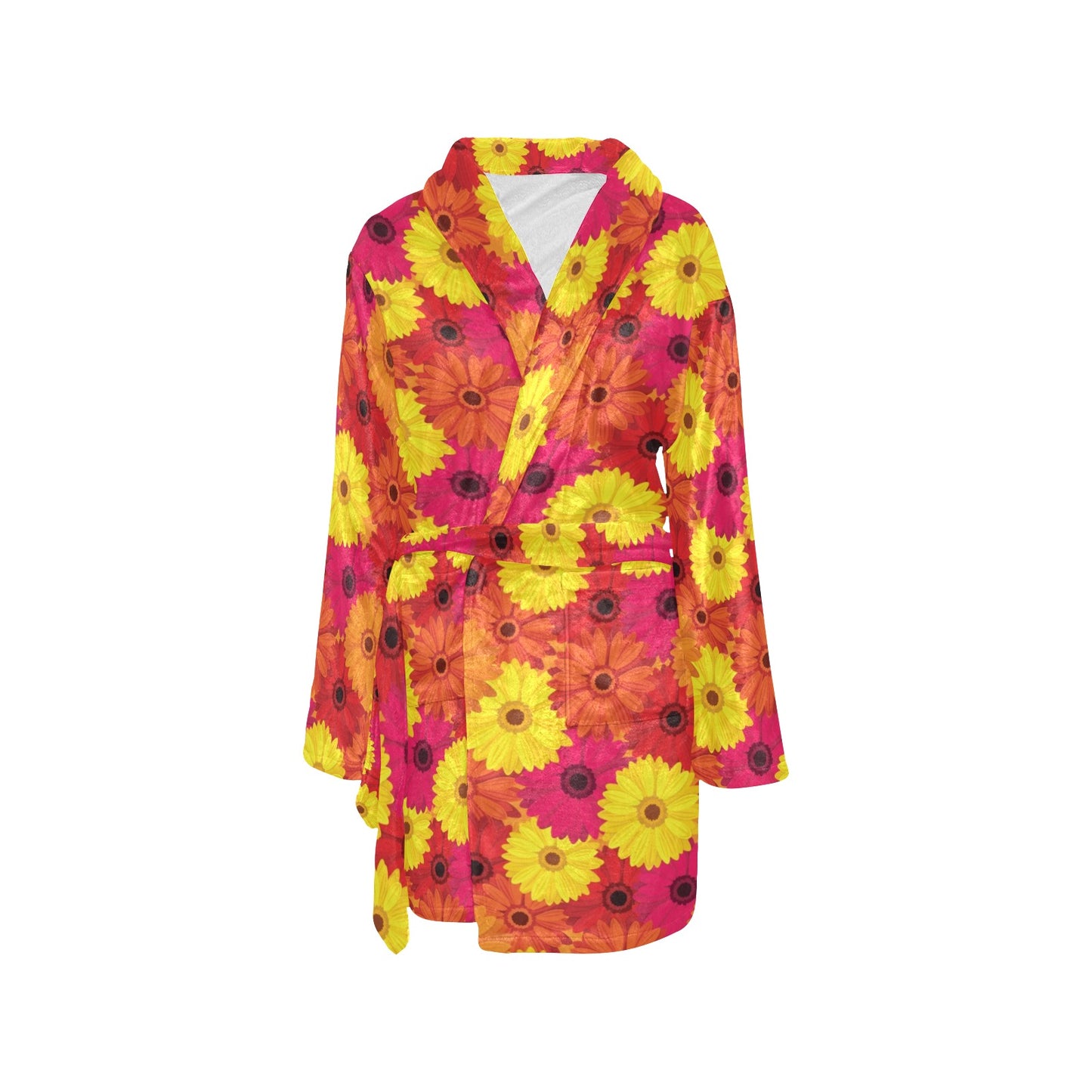 Gerberas Pattern Print Design GB05 Women's Fleece Robe