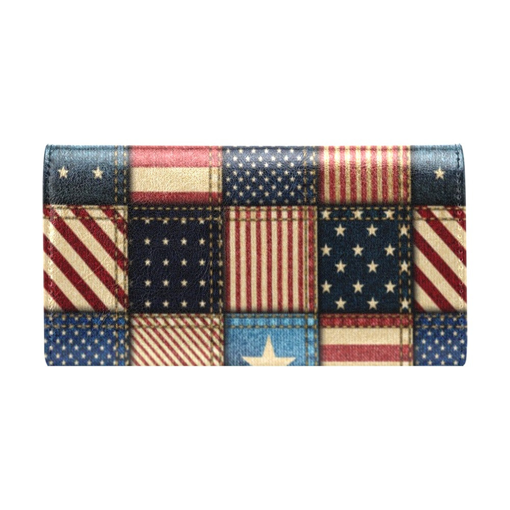 American flag Patchwork Design Women's Trifold Wallet