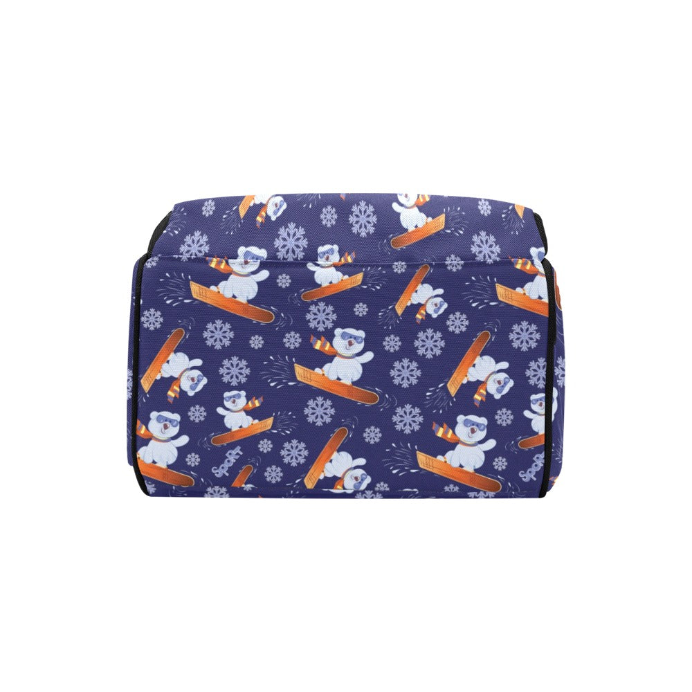 Snowboard Bear Print Design LKS305 Diaper Bag Backpack