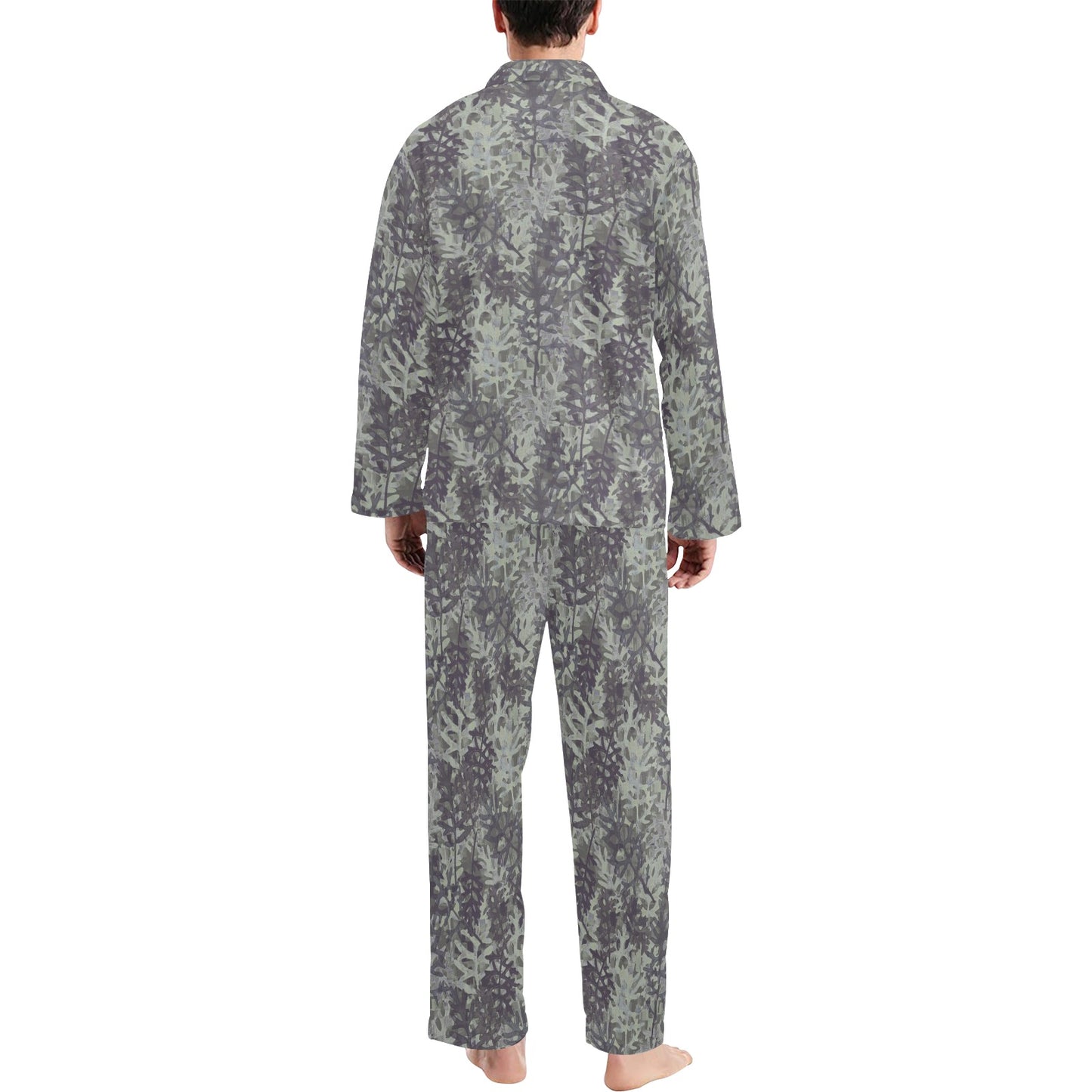 Camouflage Fern Pattern Print Design 05 Men's Long Pajama Set