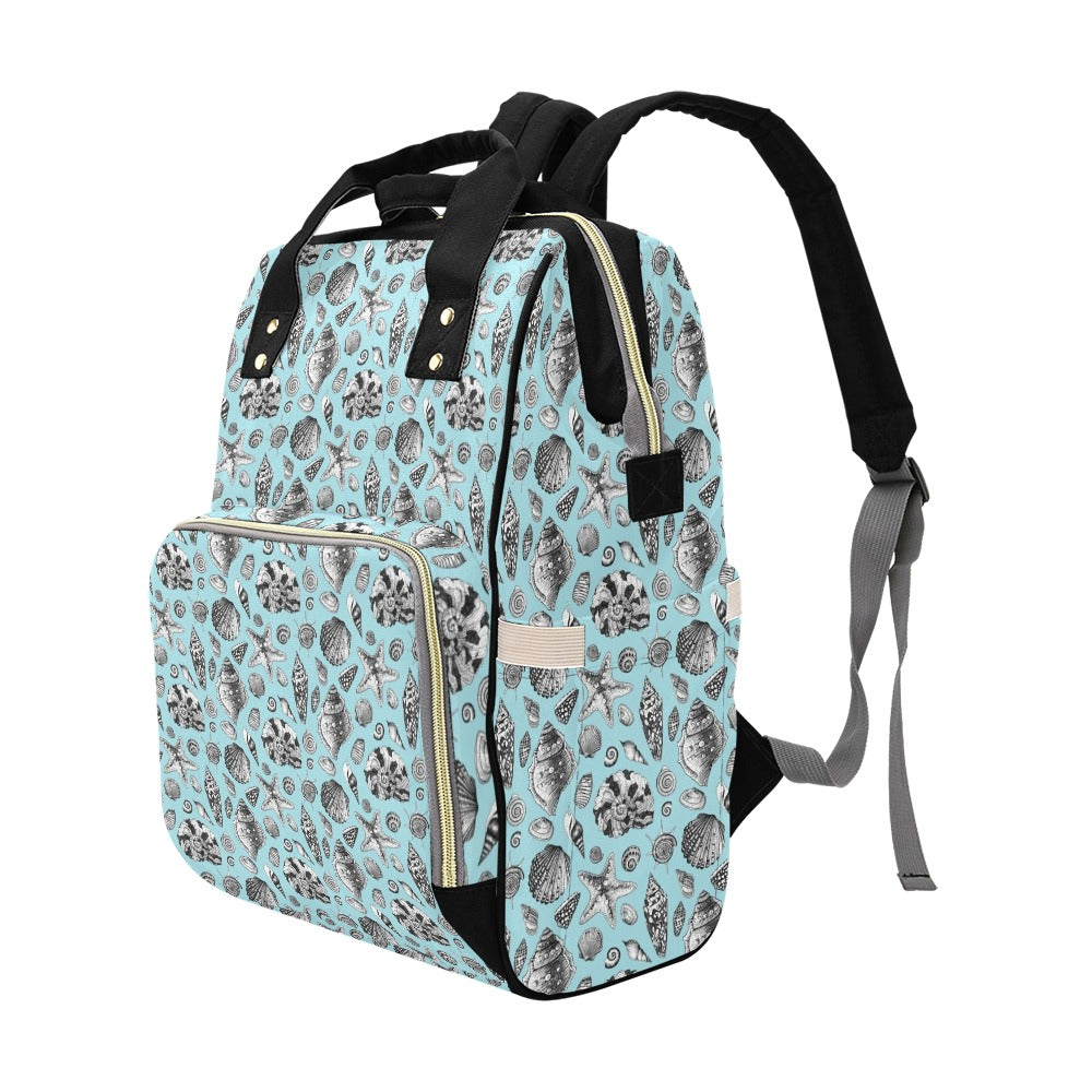Seashell Beach Print Design LKS302 Diaper Bag Backpack