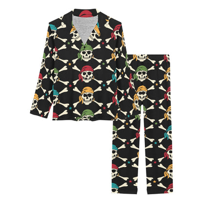 Pirate Pattern Print Design A01 Women's Long Pajama Set