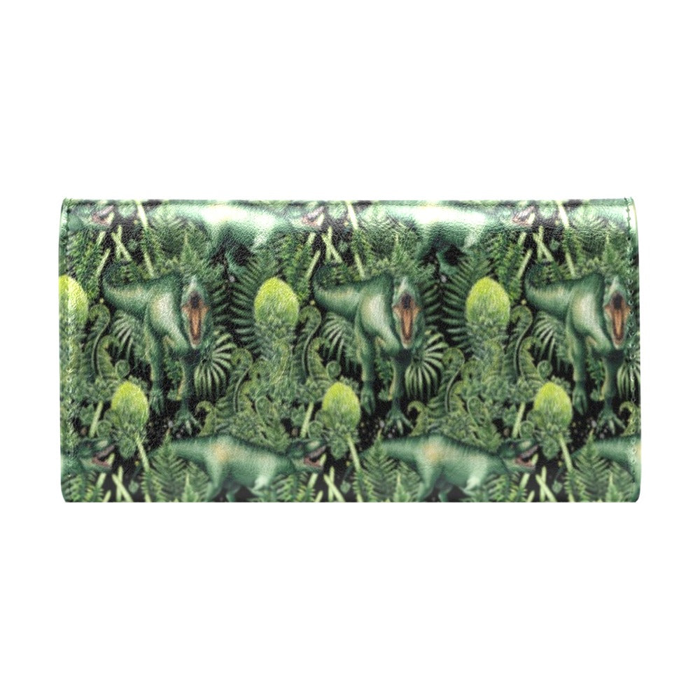Dinosaur T Rex Print Pattern Women's Trifold Wallet