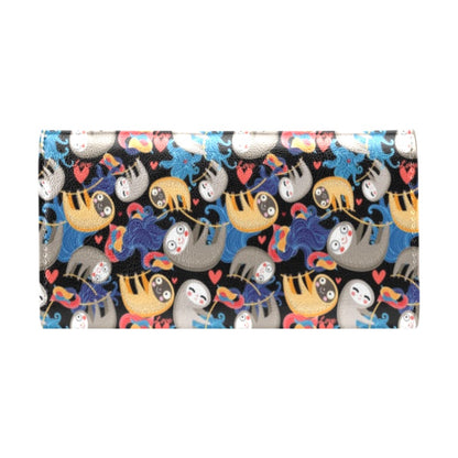 Sloth Cartoon Design Themed Print Women's Trifold Wallet