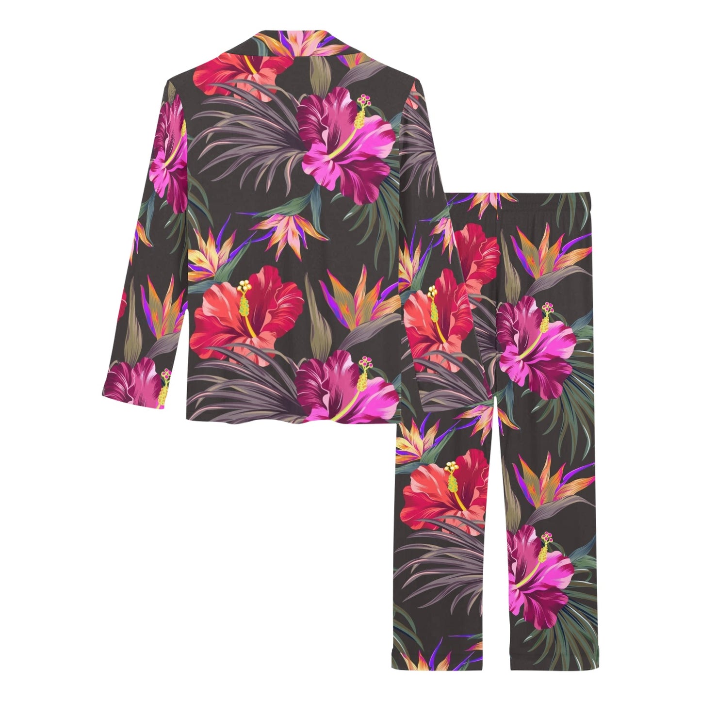 Hibiscus Pattern Print Design HB014 Women's Long Pajama Set