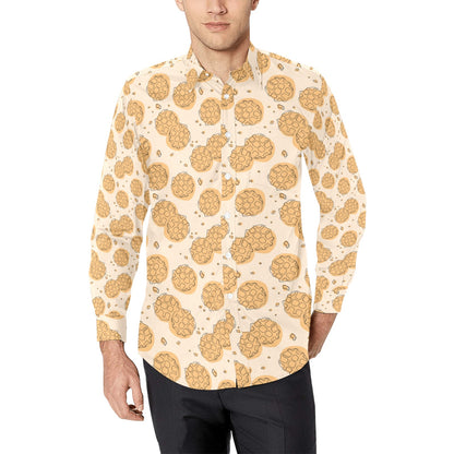 Waffle Print Design LKS303 Men's Long Sleeve Dress Shirt