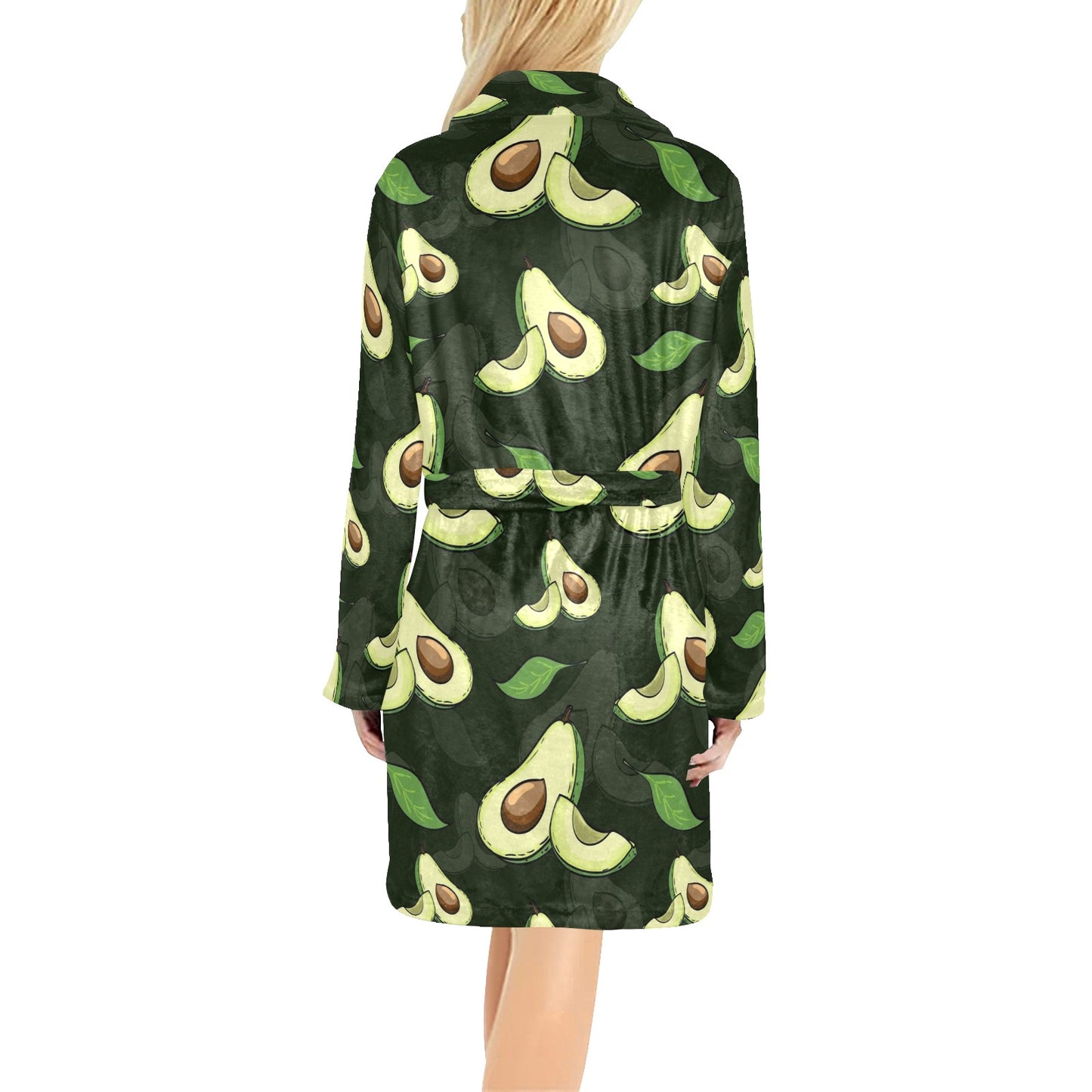 Avocado Pattern Print Design AC07 Women's Fleece Robe