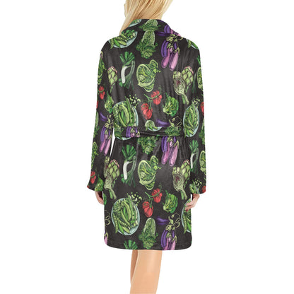 Lettuce Pattern Print Design 01 Women's Fleece Robe