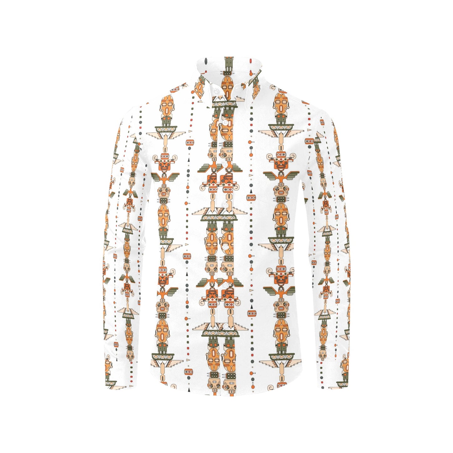Totem Print Design LKS302 Men's Long Sleeve Dress Shirt
