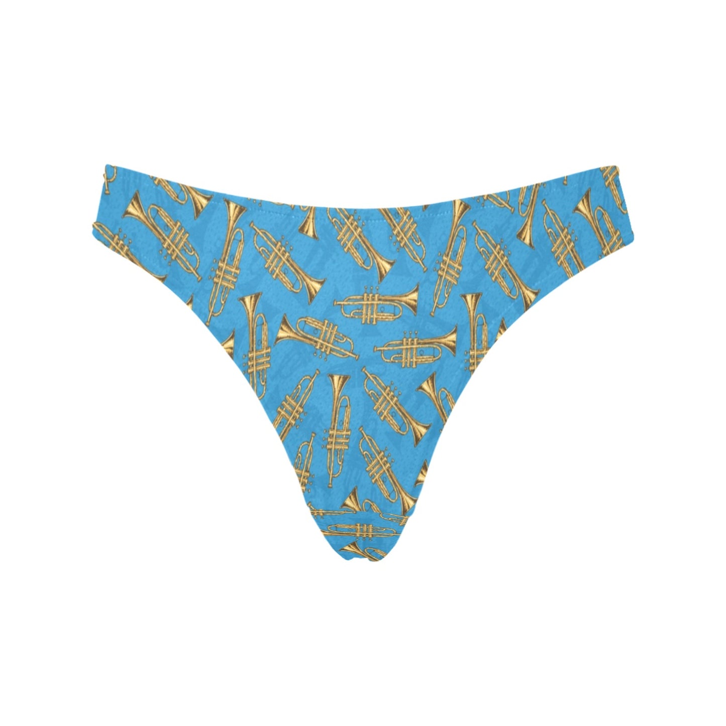 Trumpet Golden Pattern Themed Print Women's Thongs