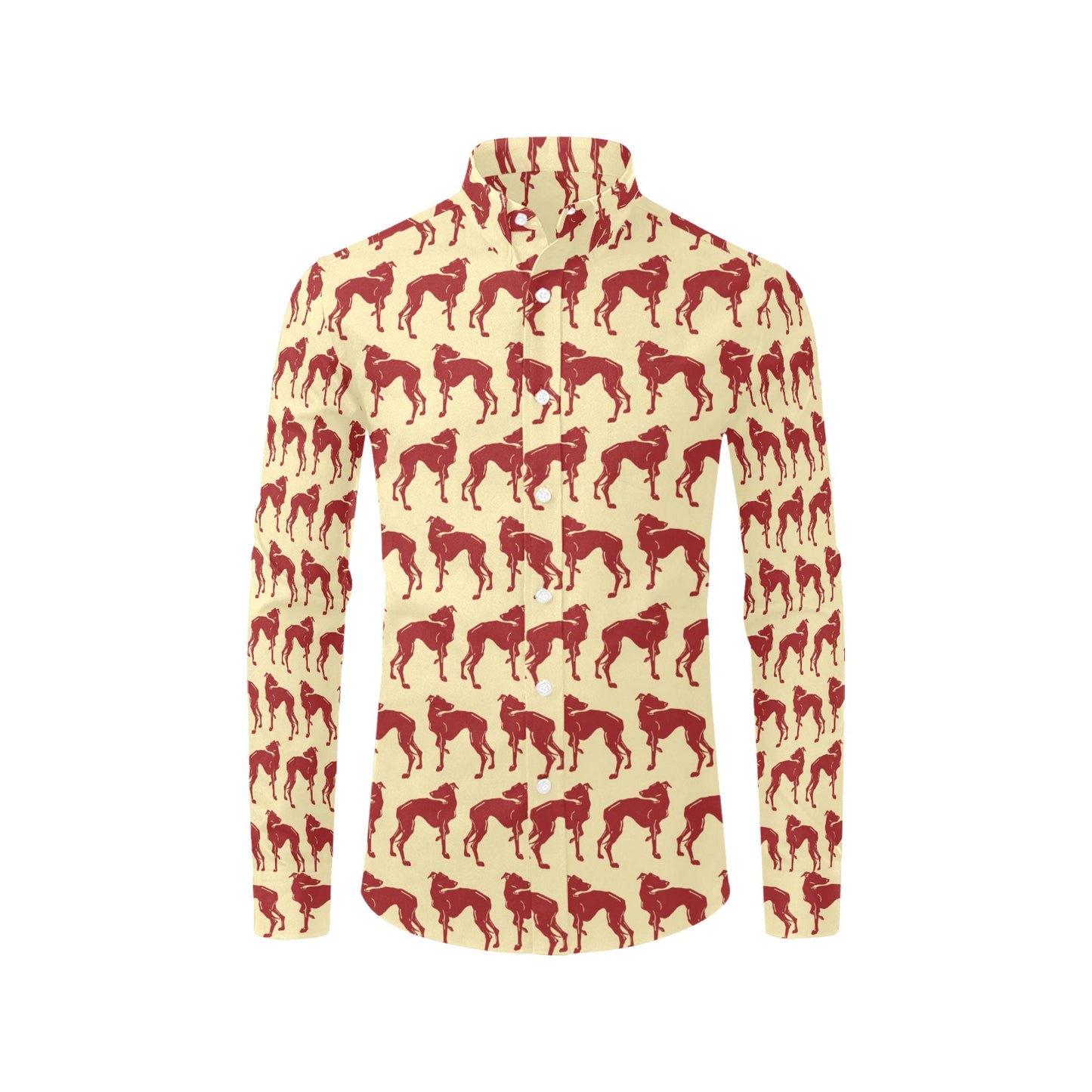 Whippets Print Design LKS301 Men's Long Sleeve Dress Shirt