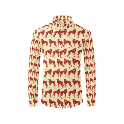 Whippets Print Design LKS301 Men's Long Sleeve Dress Shirt