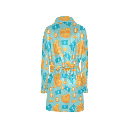 Money Pattern Print Design 03 Women's Fleece Robe