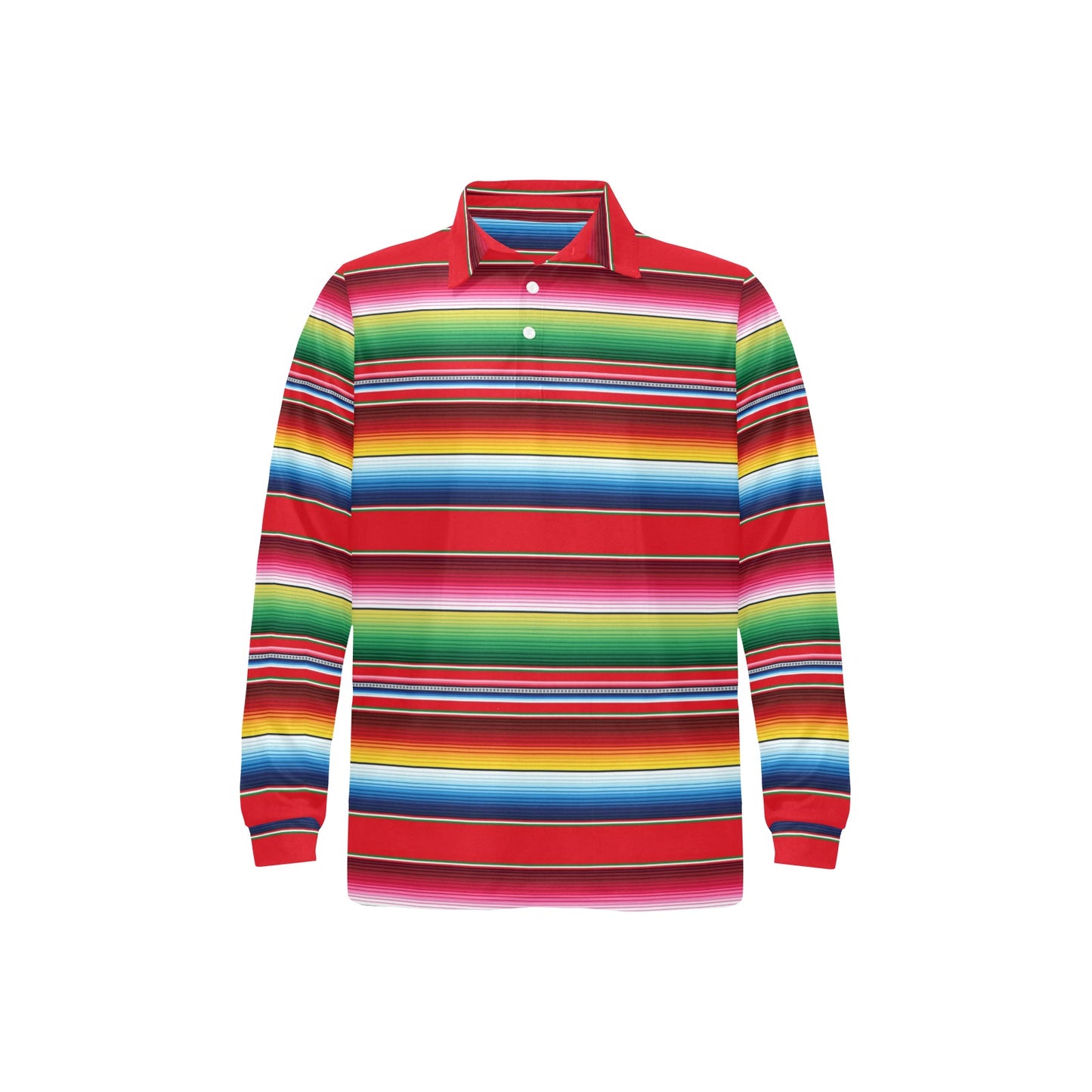 Serape Pattern Long Sleeve Polo Shirt For Men's