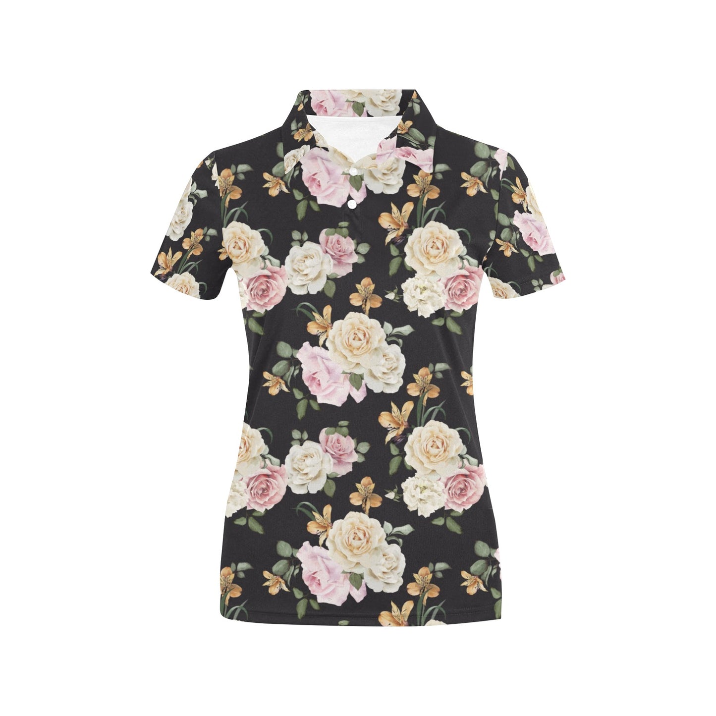 Rose Pattern Print Design A01 Women's Polo Shirt